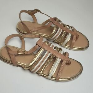 COLE HAAN NASSAU SAND IVORY STRAPOY THONG GLADIATOR LEATHER FLAT SANDALS 6